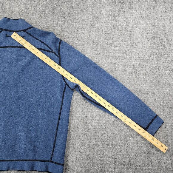 Tommy Bahama Sweater Mens Large Blue Black Flipsider 1/2 Zip Reversible Pullover - Picture 14 of 16